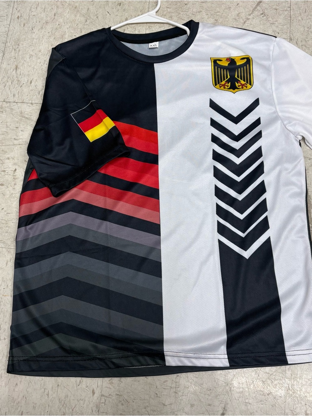 Germany-Inspired Athletic Jersey in Black, White, Red, Yellow